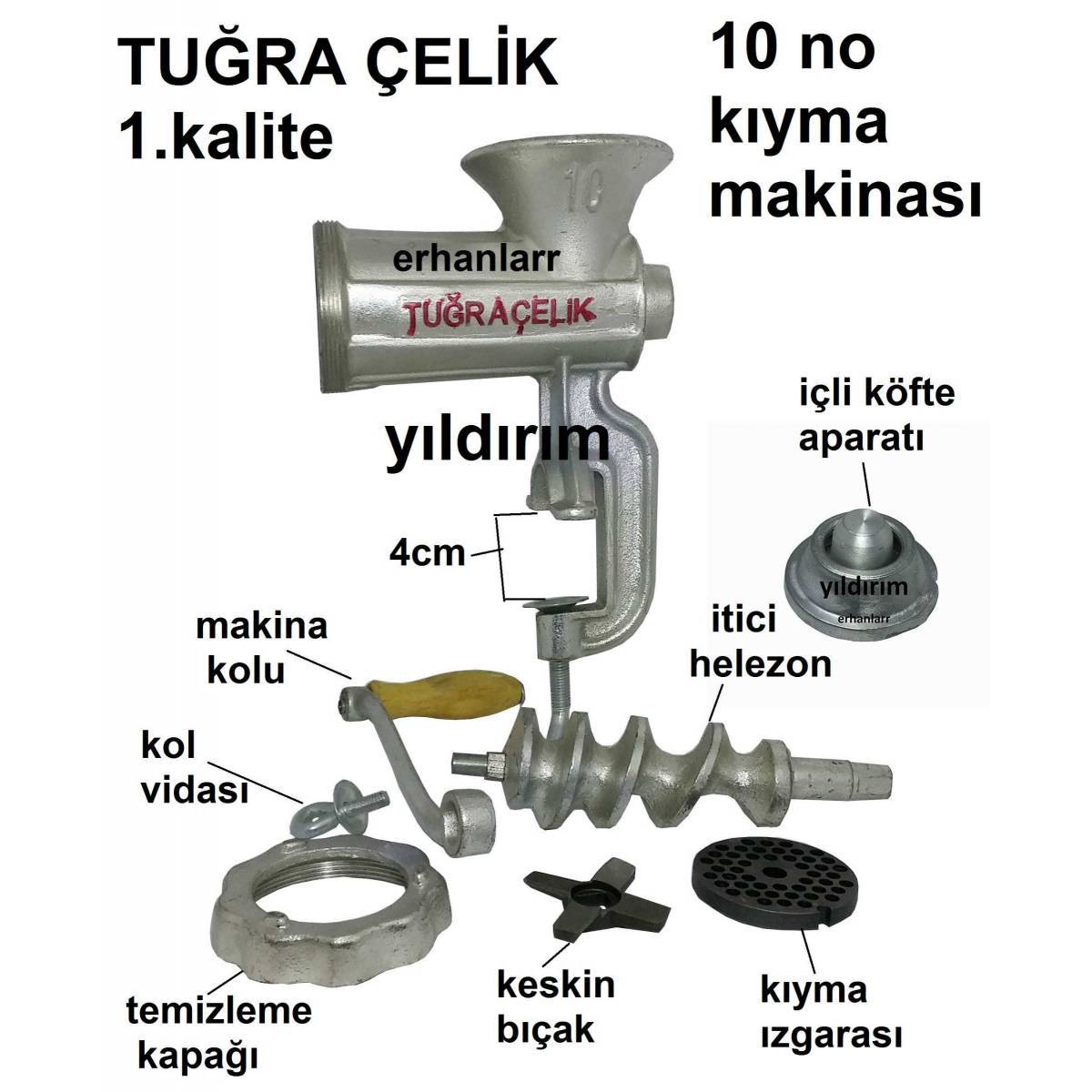 KIYMA MAKİNASI MANUEL TUĞRA ÇELİK İÇLİ KÖFTE MAK