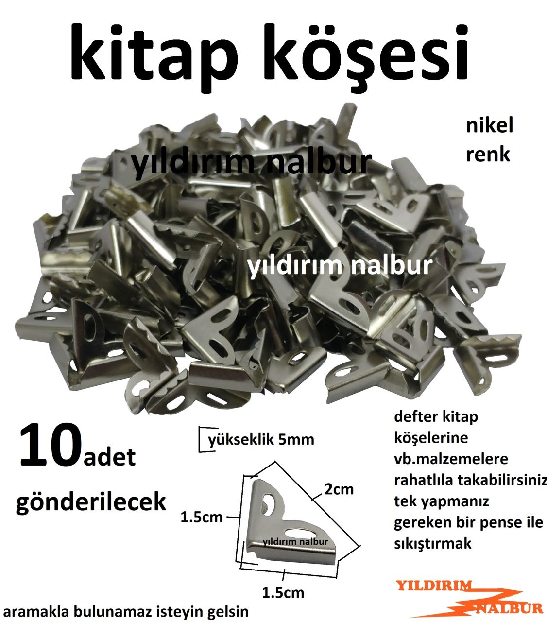 KİTAP KÖŞESİ METAL NİKEL KROM RENK DEFTER ÇANTA KÖŞE KAPLAMASI