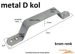 METAL D KOL KROM RENK KAPI TUTAMAĞI BÜYÜK BOY KALİTE DEMİR ÇEKME KOLU METALİK KROM RENK PARLAK