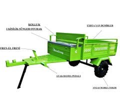 Demiray Makaslı Çapa Makinası Römorku - Benzinli Modellerle Uyumlu (Fıstık Yeşil)