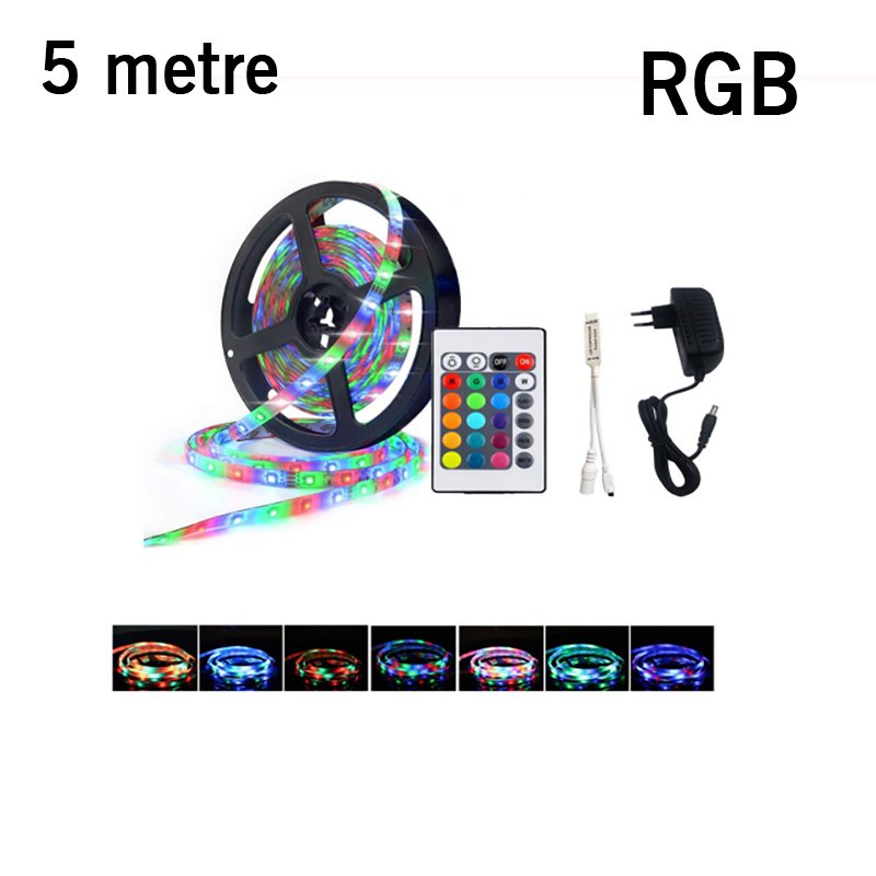 Cata RGB Şerit Led Seti 5m 3 Renk + Trafo + Kumanda CT-4557