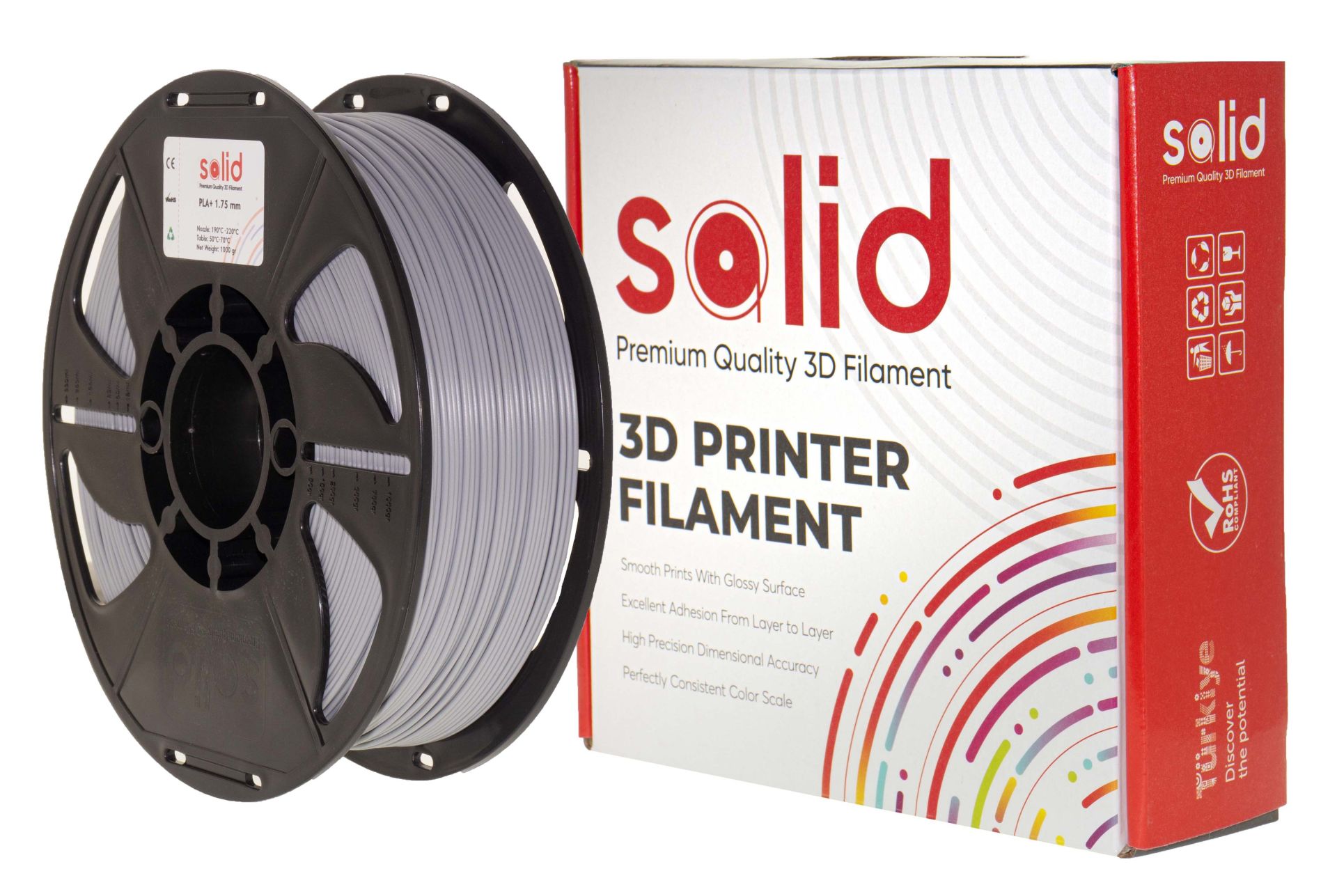 Solid Filament PLA Plus 1.75mm Gri 1Kg