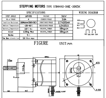 Redüktörlü Step Motor 57BHH82 | 3A 2.2Nm 1:5
