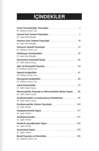 Anesteziyoloji Pratiğinde Farmakoloji ve Fizyoloji Akıl Notları