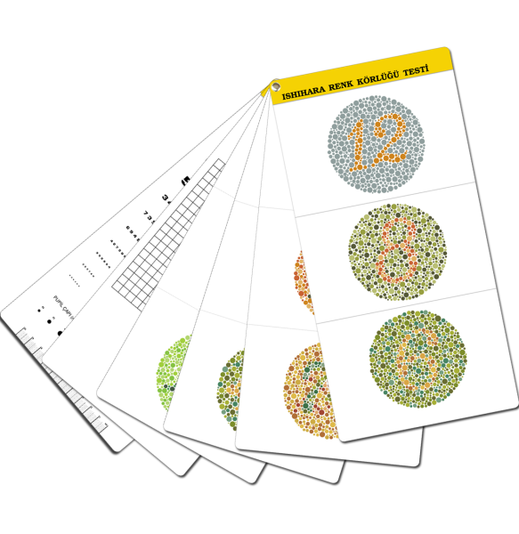 Görme Testleri El Kartı (Ishıhara + Amsler Grıd + Yakın Okuma)