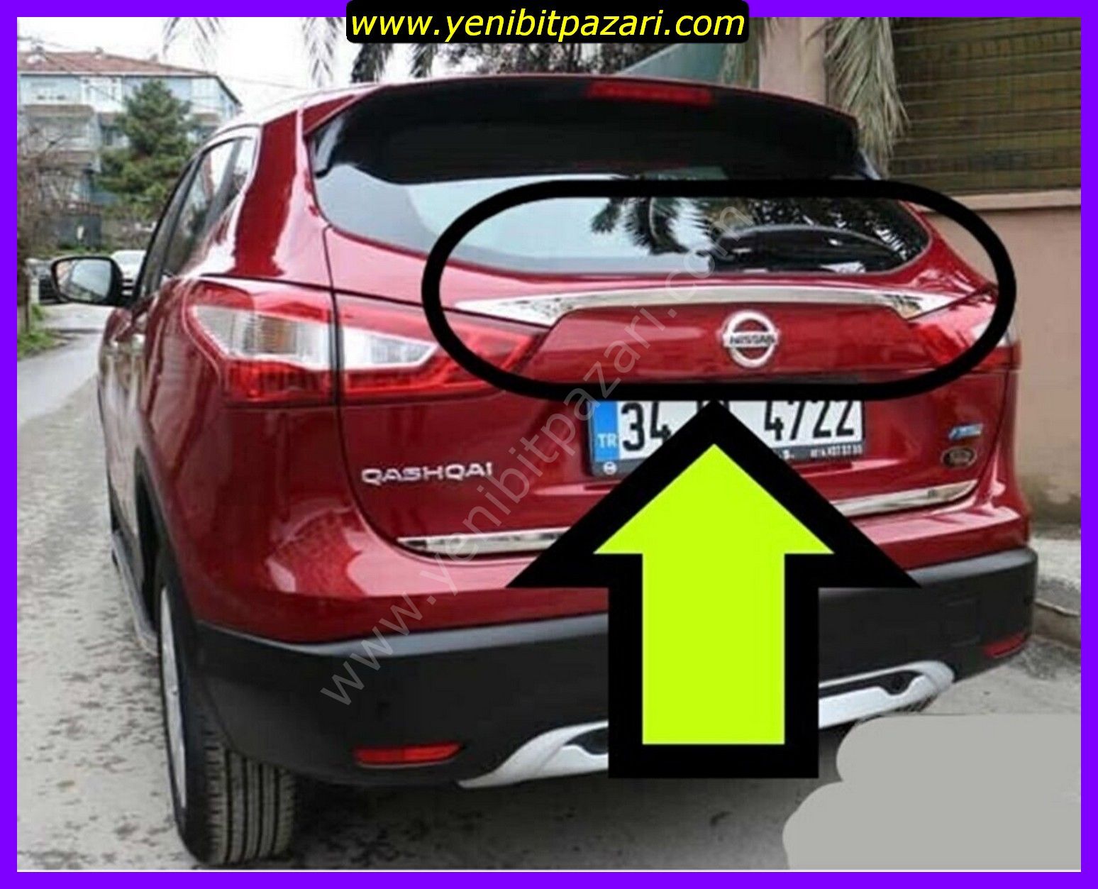 Nissan Qashqai krom bagaj çıtası 2014 2015 2016 2017 2018 2019 2020 2021 2022 model için yapışkanlı