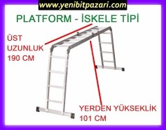 perilla 355 cm katlanabilir çok amaçlı aliminyum  Akrobat Merdiven 4x3 4parça 3 basamaklı 150 kg taşıma kapasiteli