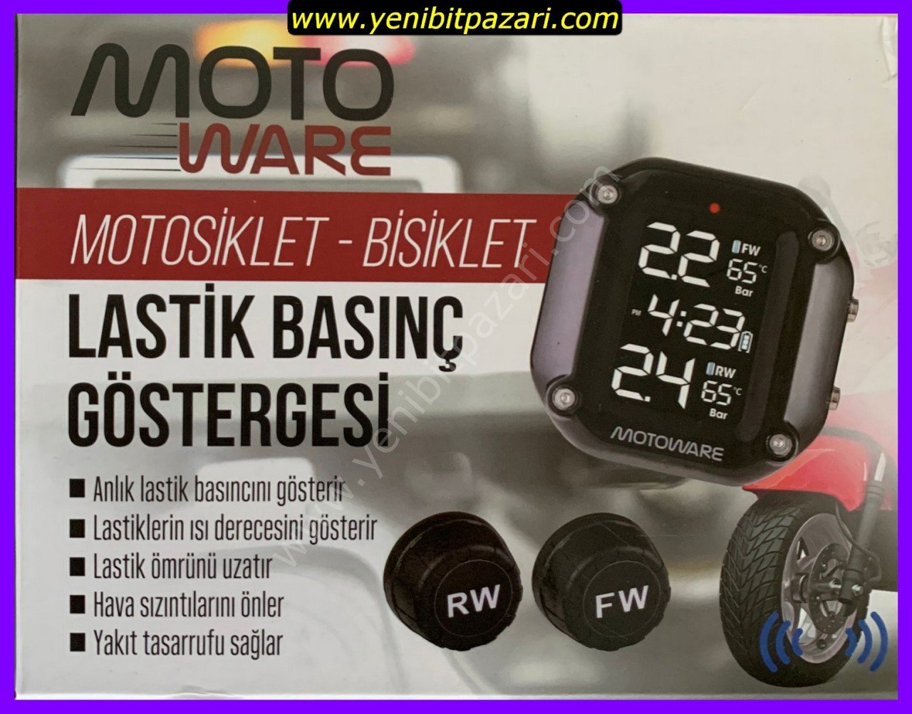 Motoware Moto ware Motosiklet Bisiklet Lastik Basınç ısı Göstergesi 2 tekerlek için