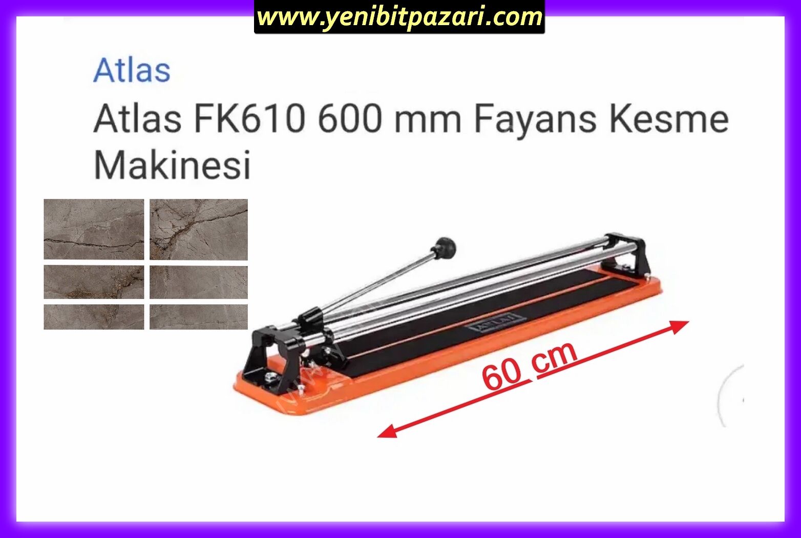 Attlas Eco Fk 610 Fayans seramik Kesme makinası fayans kesme 60 cm 600mm