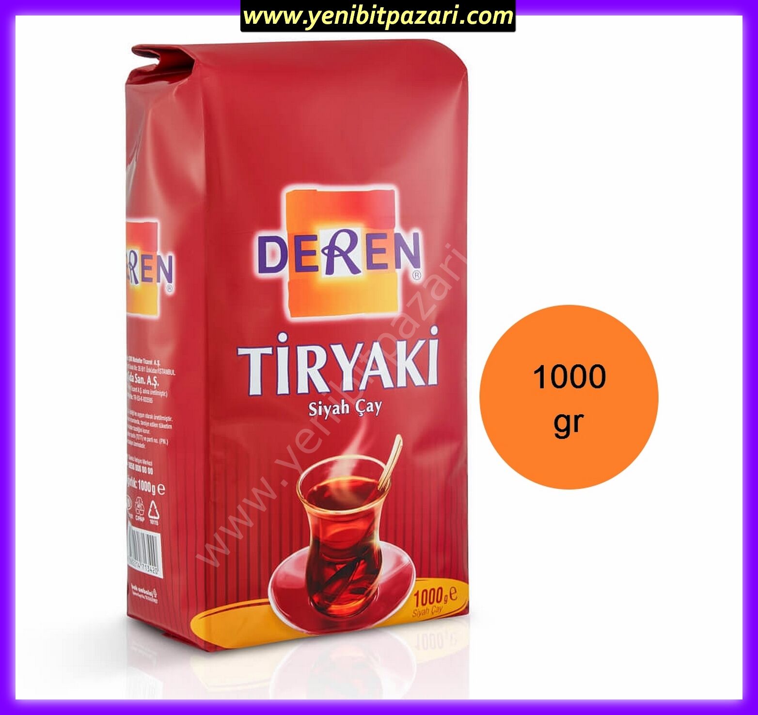 Deren Tiryaki Siyah Çay 1 Kg 1000gr TETT 22,06,2026 ( sadece 1 adet alabilirsiniz )