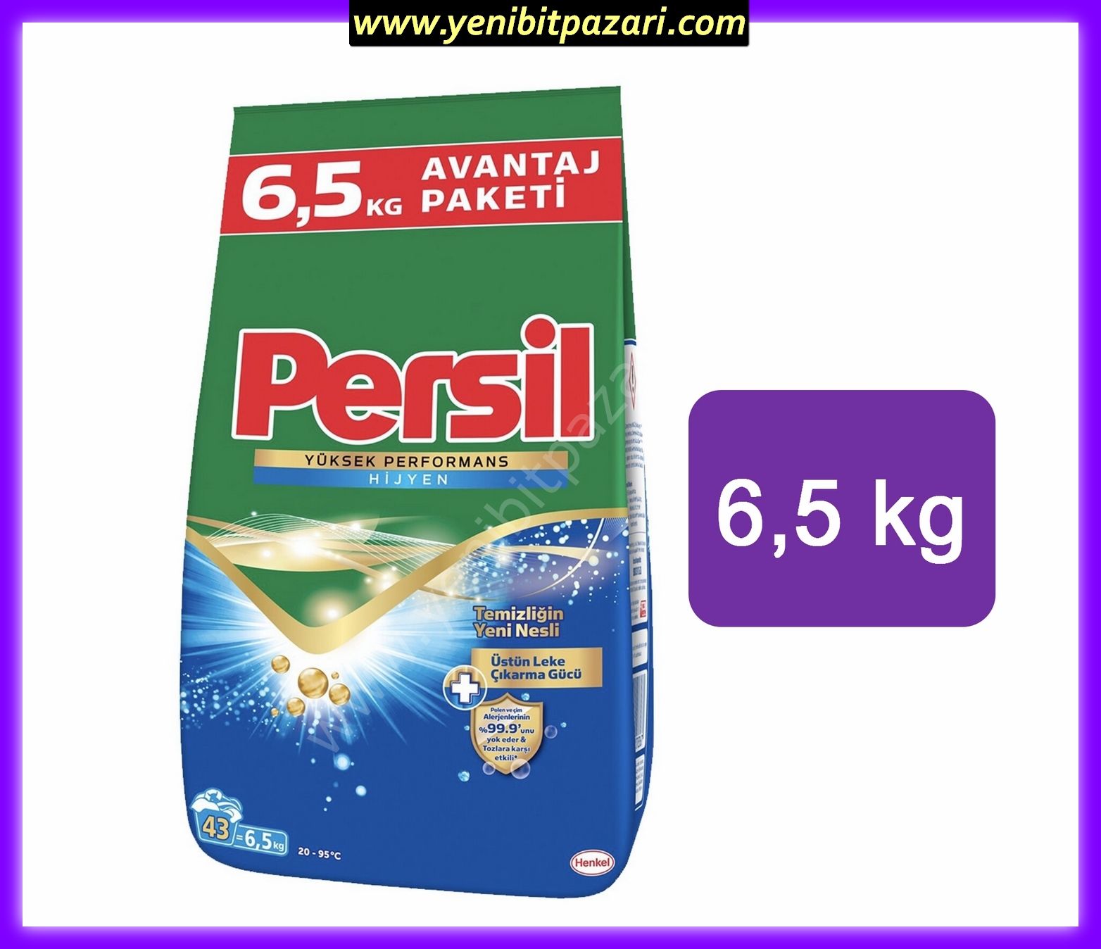 Persil 6,5 Kg Toz Çamaşır Makinası Deterjanı Yüksek Performans Hijyen 43 YIKAMA