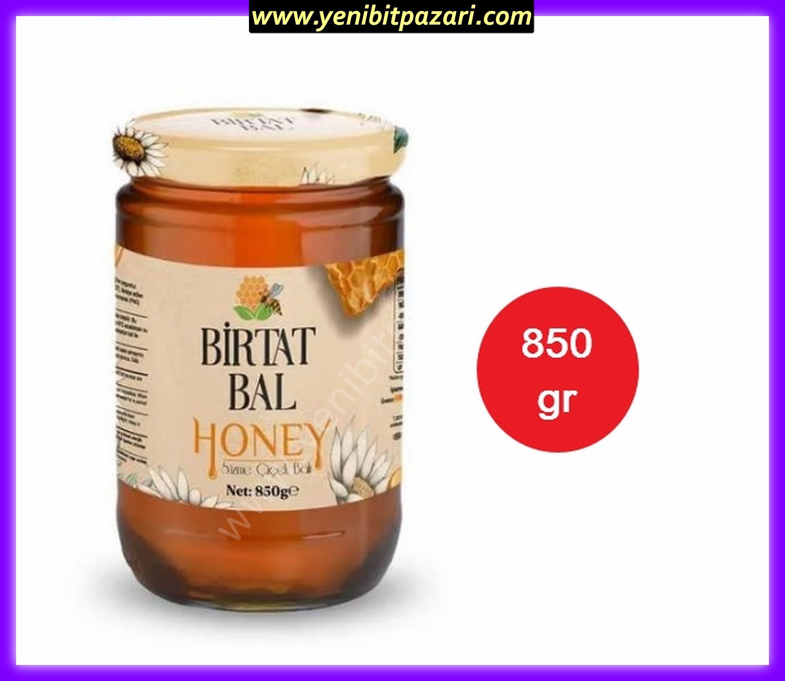 Birtat honey süzme çiçek balı bal 850gr cam kavanoz TETT 07,09,2025 ( 1 adet sipariş verebilirsiniz )
