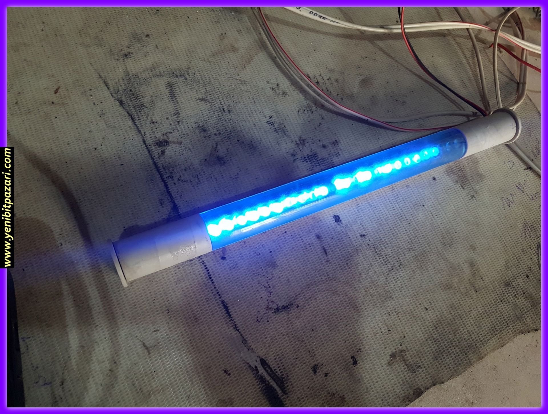 2,el 12v 12 volt mavi boru led pc kasasından çıktı 26cm uzunluk çap 2,5cm sorunsuz çalışıyor