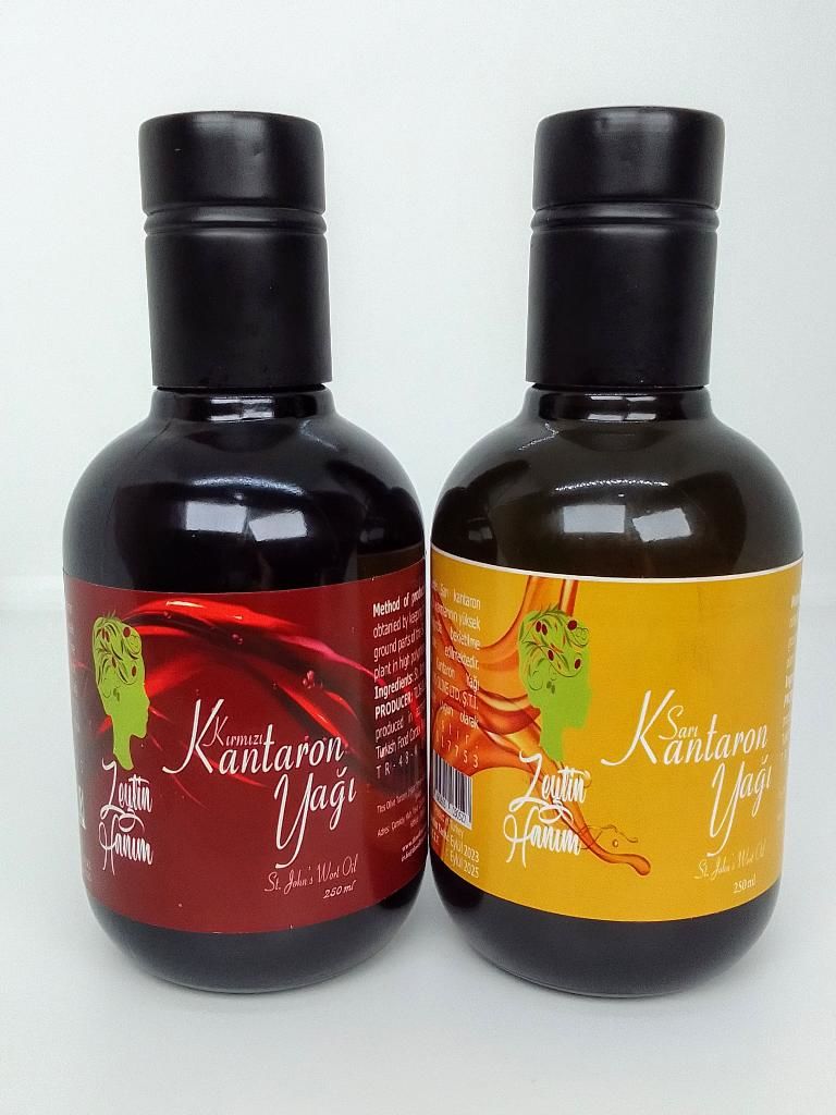 Zeytin Hanım Sarı ve Kırmızı Kantaron Yağı 250 ml (Polifenollü Zeytinyağında Çözünmüş)