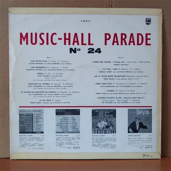 MUSIC-HALL PARADE NO 24 / CLAUDE NOUGARO, JACQUELINE FRANÇOIS, LUCKY BLONDO, NANA MOUSKOURI, ROBERT COGOI, JOHNNY HALLYDAY, ISABELLE AUBRET, ROBERT NYEL (1962) - LP 2. EL PLAK