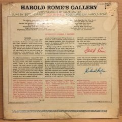 BETTY GARRETT, JACK HASKELL, ROSE MARIE JUN, HAROLD ROME - HAROLD ROME'S GALLERY 12 SONGS AND PAINTINGS (1964) MONO SIFIR PLAK