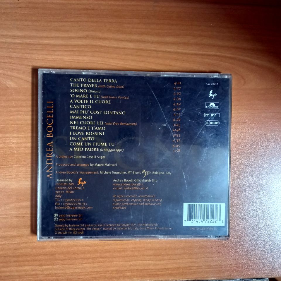 ANDREA BOCELLI – SOGNO (1999) - CD 2.EL