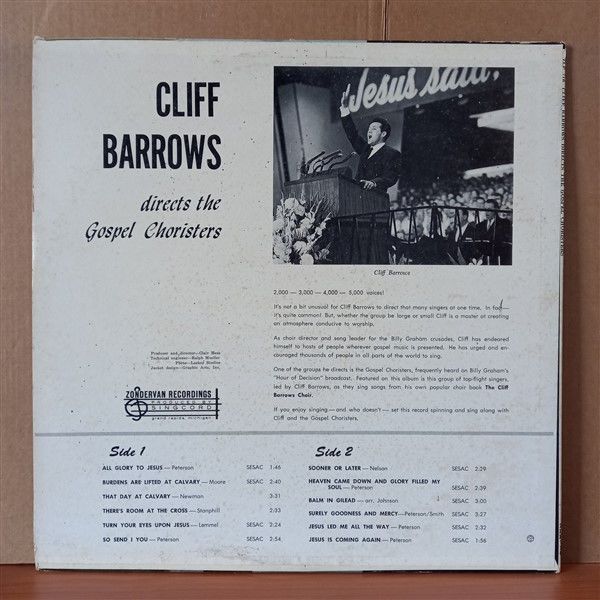 CLIFF BARROWS – DIRECTS THE GOSPEL CHORISTERS - LP 2.EL PLAK
