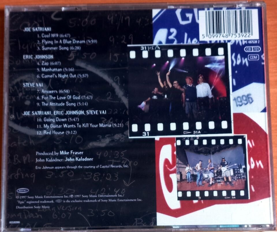 JOE SATRIANI / ERIC JOHNSON / STEVE VAI – G3 LIVE IN CONCERT (1997) CD 2.EL
