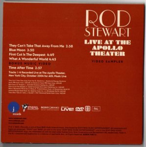 ROD STEWART - LIVE AT THE APOLLO THEATER VIDEO SAMPLER (2005) - CARD SLEEVE PROMO DVD 2.EL