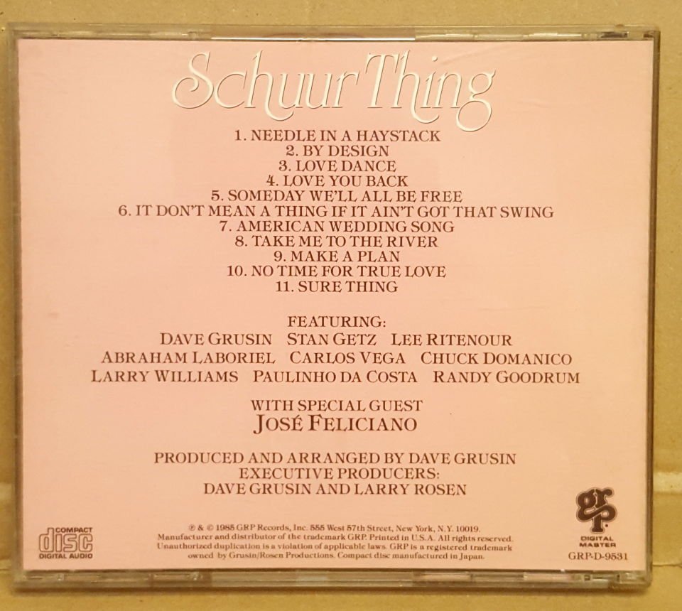 DIANE SCHUUR - SCHUUR THINGS (1985) - CD GRP DAVE GRUISIN STAN GETZ JOSE FELICIANO 2.EL