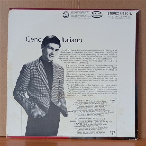 GENE PITNEY – GENE ITALIANO (1964) - LP 2.EL PLAK
