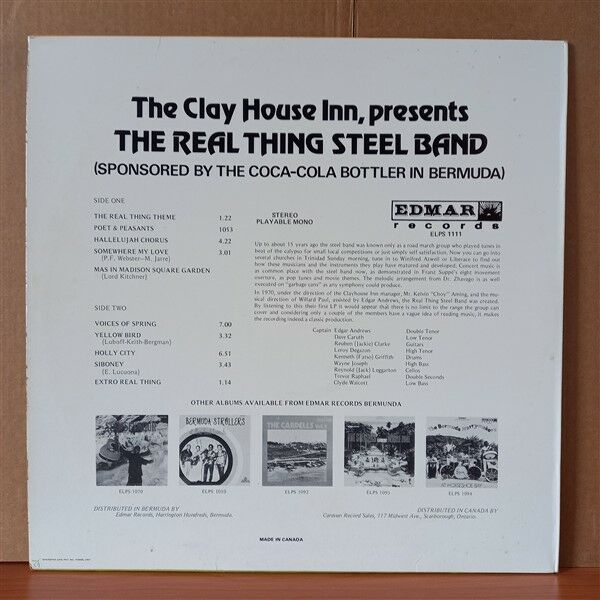 THE REAL THING STEEL BAND – THE CLAY HOUSE INN, PRESENTS THE REAL THING STEEL BAND - LP 2.EL PLAK