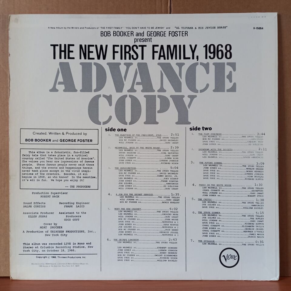 BOB BOOKER & GEORGE FOSTER – THE NEW FIRST FAMILY, 1968 - A FUTURISTIC FAIRY TALE (1966) - LP 2.EL PLAK