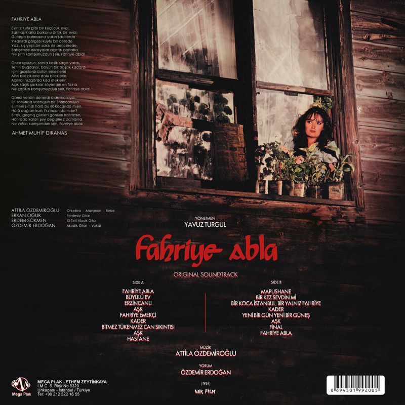 FAHRİYE ABLA - FİLM MÜZİĞİ (1984) ATİLLA ÖZDEMİROĞLU ÖZDEMİR ERDOĞAN - LP 180GR 45RPM 2024 BASIM RENKLİ SIFIR PLAK + POSTER