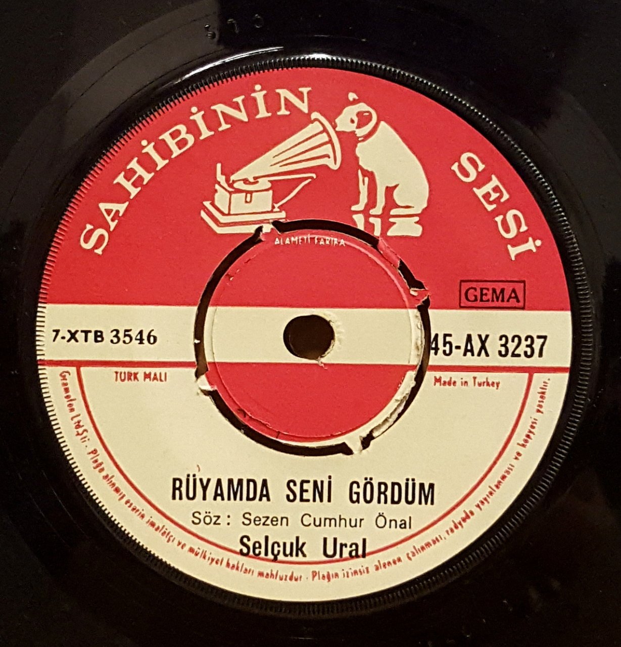 SELÇUK URAL - RÜYAMDA SENİ GÖRDÜM / GÜZELLER GÜZELLER - 7'' 45 DEVİR KAPAKSIZ SAHİBİNİN SESİ 2.EL