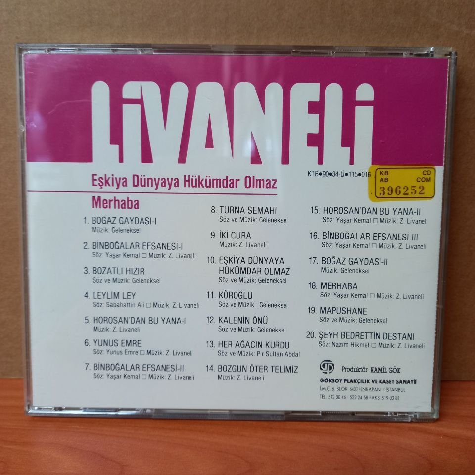 ZÜLFÜ LİVANELİ - EŞKİYA DÜNYAYA HÜKÜMDAR OLMAZ / MERHABA / SEÇME ESERLER 5 (1990) - CD 2.EL