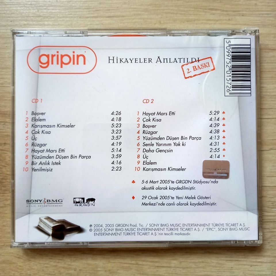 GRİPİN – HİKAYELER ANLATILDI / 2. BASKI (2005) - 2CD İMZALI 2.EL