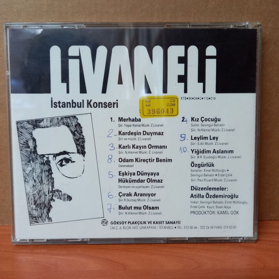 ZÜLFÜ LİVANELİ - İSTANBUL KONSERİ / SEÇME ESERLER 7 (1990) - CD 2.EL
