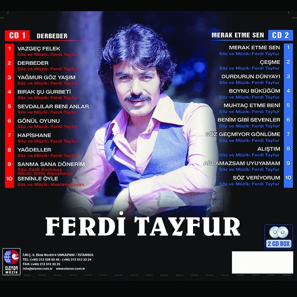 FERDİ TAYFUR - DERBEDER (1995) & MERAK ETME SEN (1988) - 2CD BOX YENİ BASIM DIGIPACK SIFIR