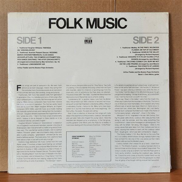 ARTHUR FIEDLER, THE BOSTON POPS ORCHESTRA – GREAT MOMENTS OF MUSIC: FOLK MUSIC (1980) - LP DÖNEM BASKISI SIFIR PLAK