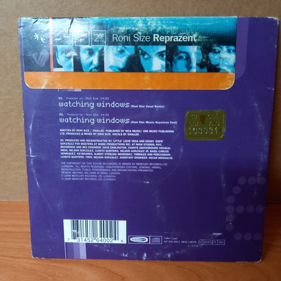 RONI SIZE REPRAZENT - WATCHING WINDOWS(1998) - CD SINGLE 2.EL