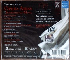 TOMASO ALBINONI - OPERA ARIAS AND INSTRUMENTAL MUSIC / ANA QUINTANS, CONCERTO DE' CAVALIERI, MARCELLO DI LISA (2015) CD SIFIR