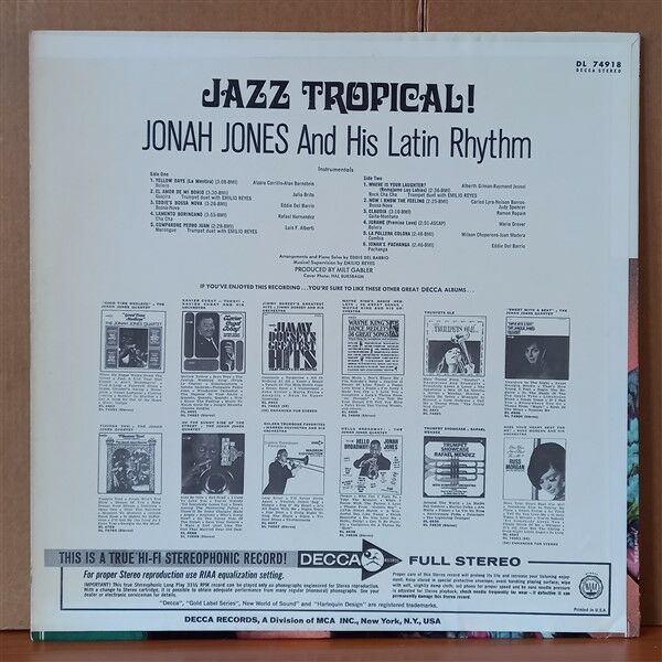 JONAH JONES AND HIS LATIN RHYTHM – JAZZ TROPICAL! (1967) - LP 2. EL PLAK