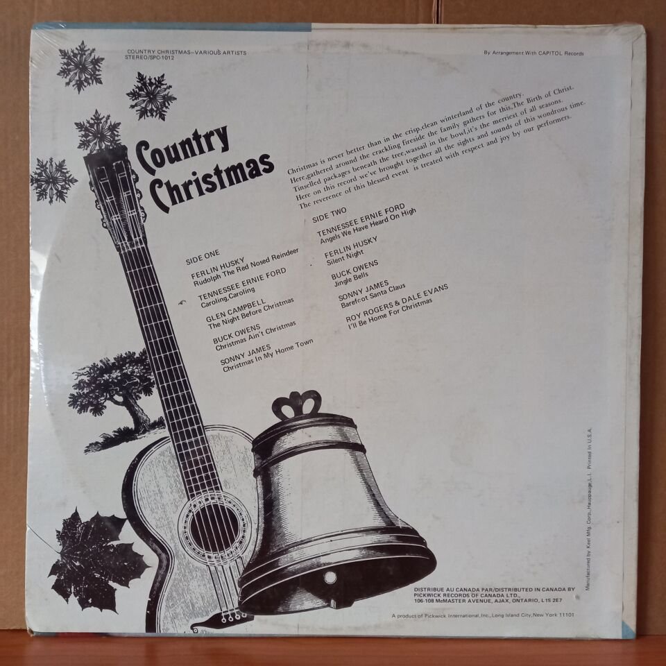 COUNTRY CHRISTMAS / TENNESSEE ERNIE FORD, GLEN CAMPBELL, SONNY JAMES, FERLIN HUSKY, BUCK OWENS, ROY ROGERS - LP DÖNEM BASKISI SIFIR PLAK