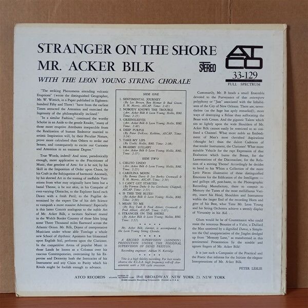 MR. ACKER BILK WITH THE LEON YOUNG STRING CHORALE – STRANGER ON THE SHORE (1962) - LP 2.EL PLAK