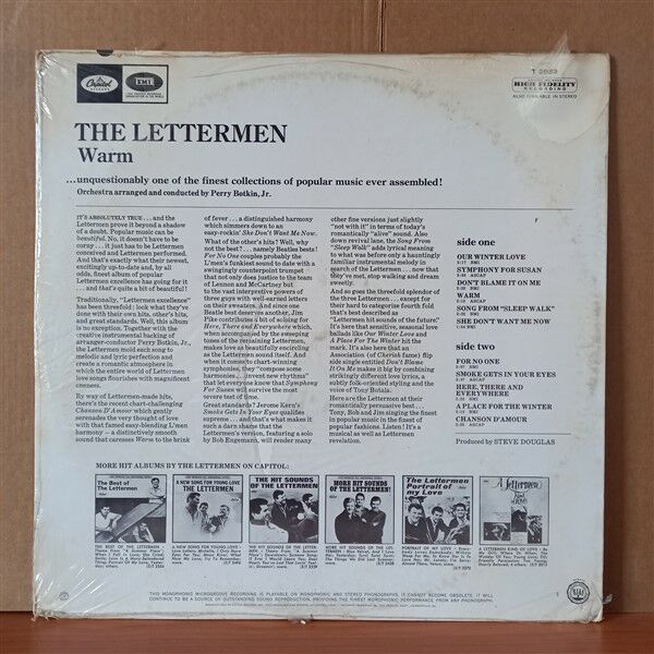 THE LETTERMEN – WARM (1967) - LP DÖNEM BASKISI SIFIR PLAK