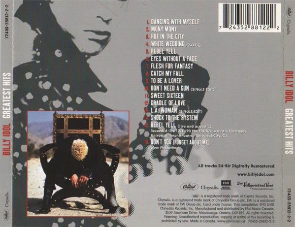 BILLY IDOL – GREATEST HITS 1981 - 1993 (2001) - CD 2001 REMASTERED COMPILATION AMBALAJINDA SIFIR