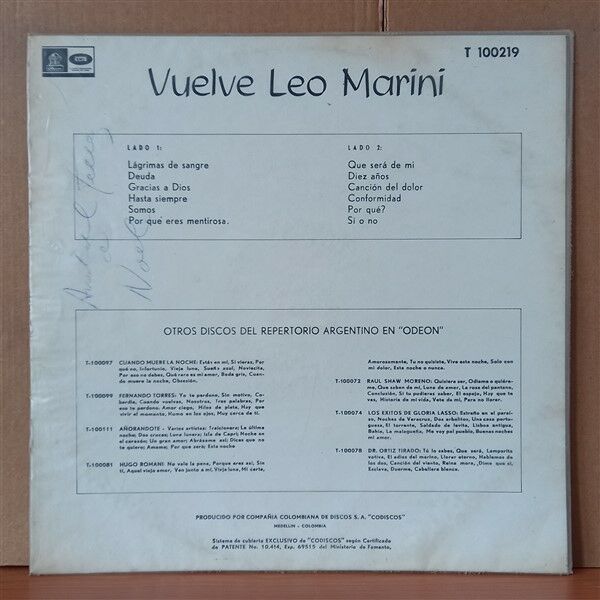 LEO MARINI – VUELVE LEO MARINI - LP 2. EL PLAK