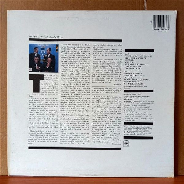 THE HI-LO'S – SUDDENLY IT'S THE HI-LO'S (1981) - LP 2.EL PLAK