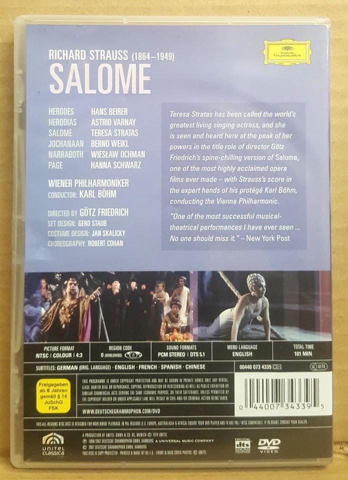 STRAUSS - SALOME / TERESA STRATAS HANS BEIRER ASTRID VARNAY KARL BÖHM (1988) - DVD 2007 EDITION 2.EL