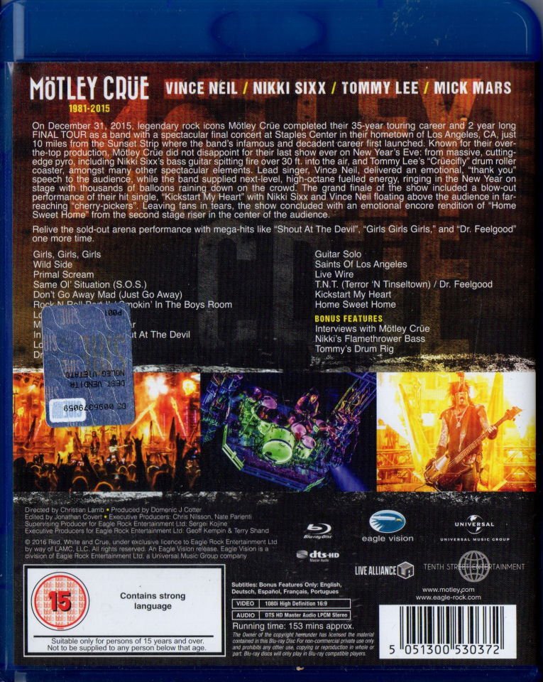 MÖTLEY CRUE - THE END / LIVE IN LOS ANGELES (2016) - BLU-RAY 2.EL