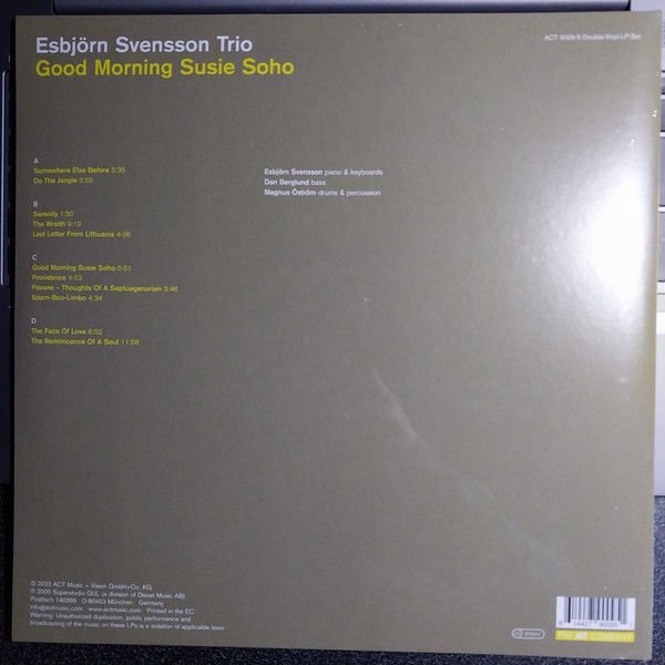 ESBJÖRN SVENSSON TRIO E.S.T. – GOOD MORNING SUSIE SOHO (2000) - 2LP ACT MUSIC 180GR 2023 EDITION COLOURED VINYL SIFIR PLAK