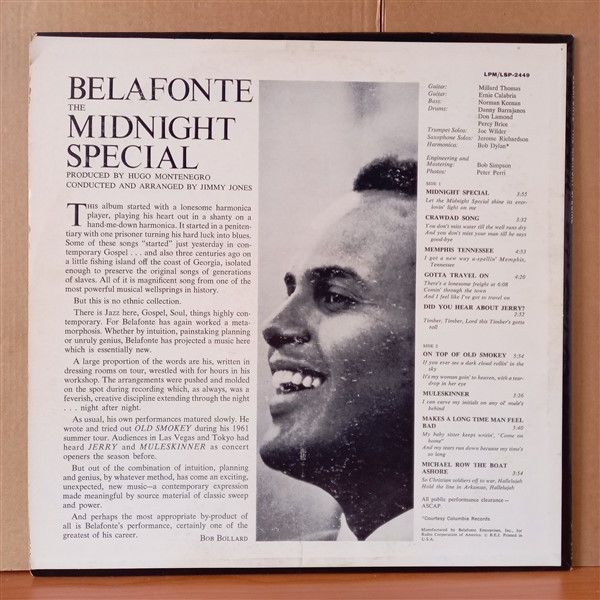 HARRY BELAFONTE – THE MIDNIGHT SPECIAL (1962) - LP 2. EL PLAK