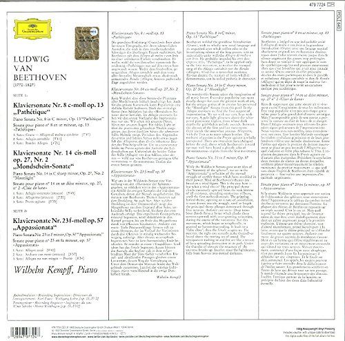 BEETHOVEN - PIANO SONATAS / WILHELM KEMPFF (1965) - LP 2017 EDITION DEUTSCHE GRAMMOPHON SIFIR PLAK