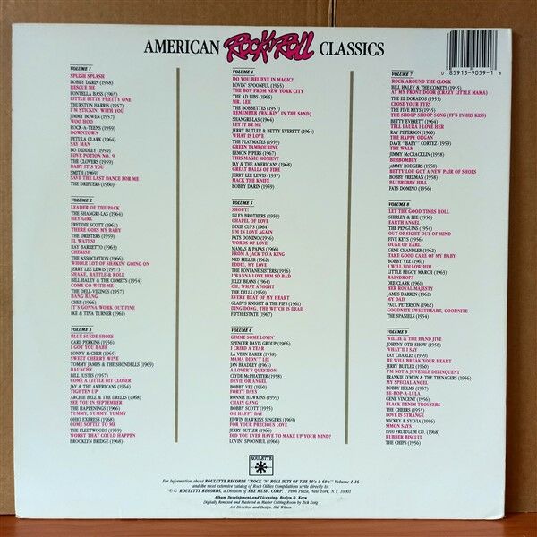 AMERICAN ROCK 'N' ROLL CLASSICS: VOLUME SIX / SPENCER DAVIS GROUP, LAVERN BAKER, JAN BRADLEY, CLYDE MCPHATTER, BOBBY VEE, BOBBY SCOTT, JERRY BUTLER (1988) - LP 2.EL PLAK